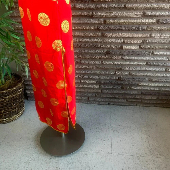 Chinese Vintage Red with Gold Traditional Cheongsam Qipao Maxi Dress - Picture 4 of 8